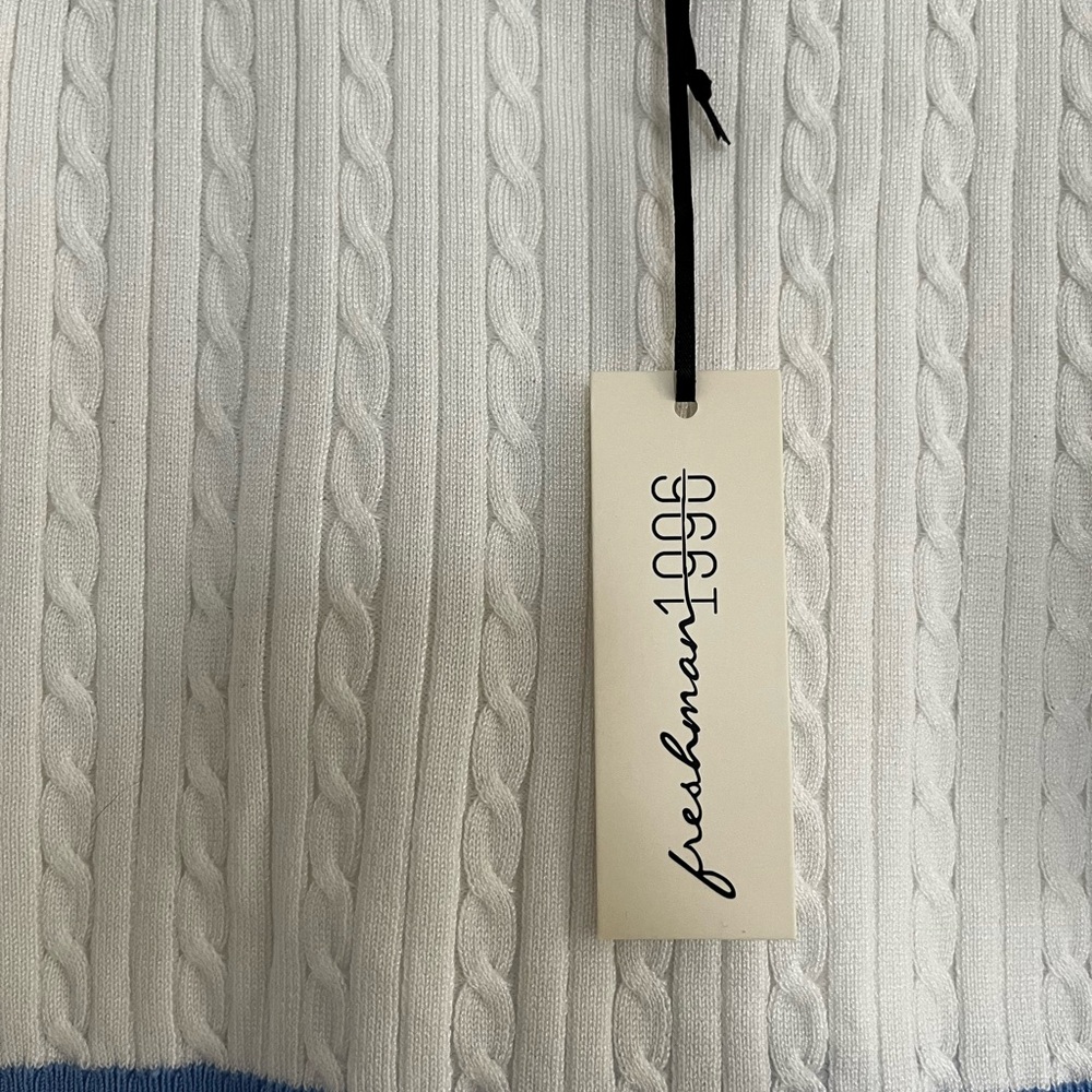 Chic Freshman White and Blue Cable Knit Ensemble - Picture 2 of 7